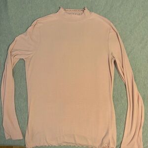 GAP Long Sleeve Mock Neck Top in Light Pink